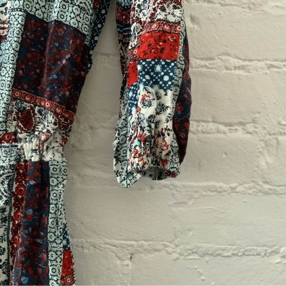 Mossimo Boho Patchwork Romper Hippie Festival Beach Cottage Fairy Size Small 90s - Picture 8 of 15